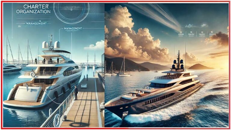 Yacht charter management in 2024, showcasing a luxury yacht docked with a focus on efficient management practices.