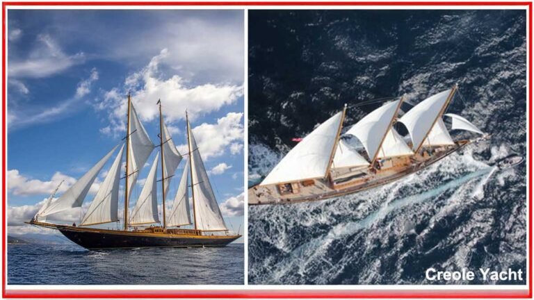 Creole Yacht 1927 model sailing through the ocean, showcasing classic elegance and luxury.