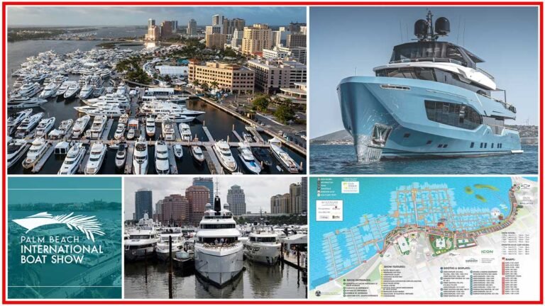 Luxurious yachts and boats displayed at Palm Beach International Boat Show 2025.