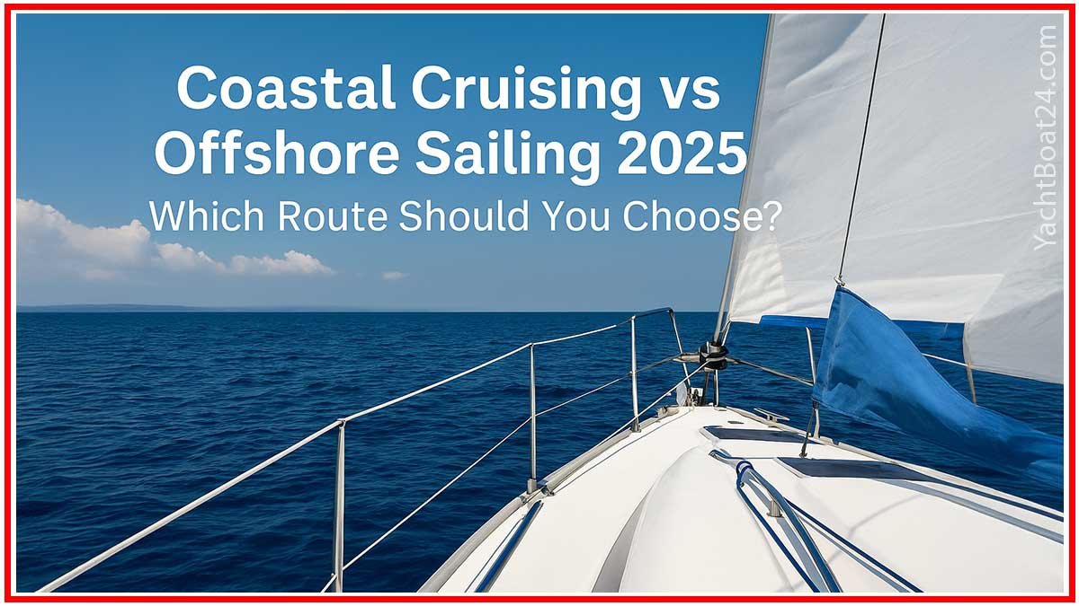 Sailboat navigating open sea under blue sky illustrating coastal cruising vs offshore sailing 2025