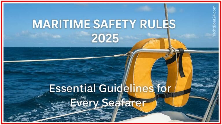 Life jacket on boat railing at sea illustrating maritime safety rules 2025