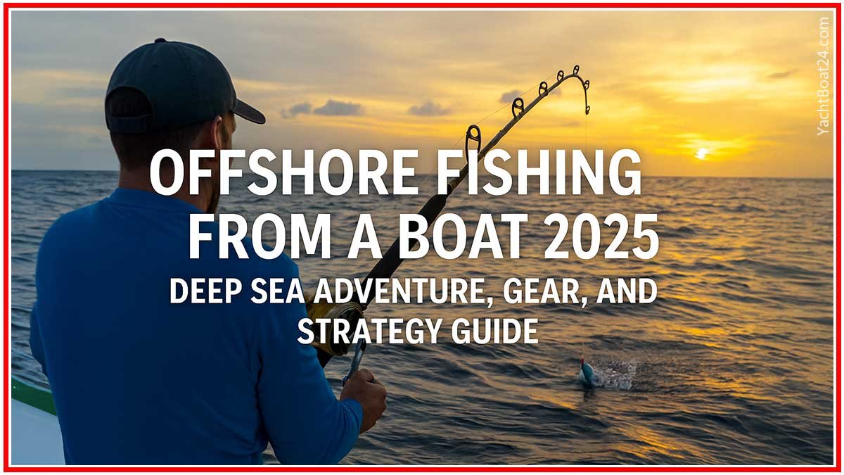 Angler casting from a boat during offshore fishing trip under golden sunset